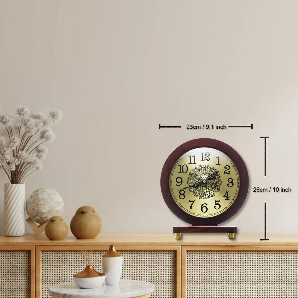 Mantel Clock, Size 10x9.1 inch, Solid Wood, Battery Operated, Desk Shelf Clock - W660S23