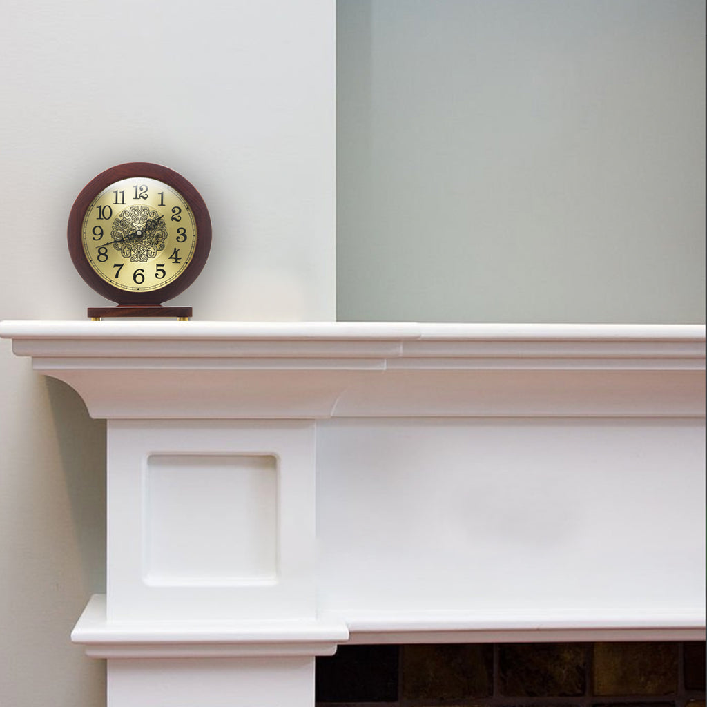 Mantel Clock, Size 10x9.1 inch, Solid Wood, Battery Operated, Desk Shelf Clock - W660S23