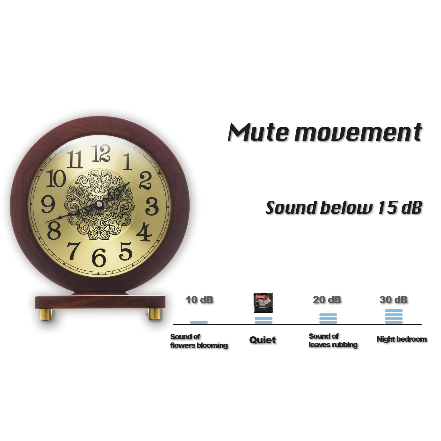 Mantel Clock, Size 10x9.1 inch, Solid Wood, Battery Operated, Desk Shelf Clock - W660S23