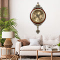 Pendulum Wall Clock, Size 12.6", Solid Wood, Battery Operated, Retro Vintage Clock - W891X23