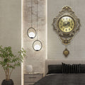 Pendulum Wall Clock, Size 14", Alloy Steel, Battery Operated, Retro Vintage Clock - W635BX23