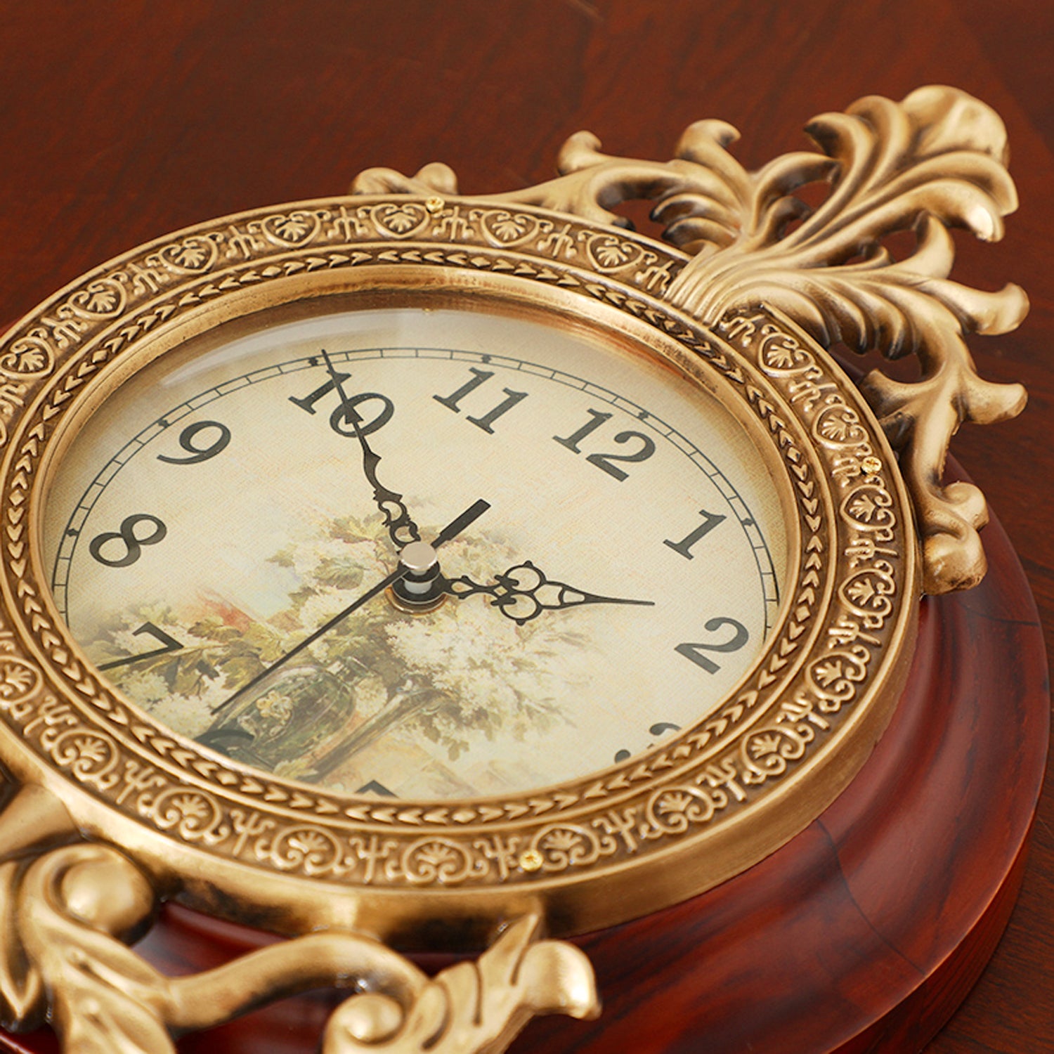 Pendulum Wall Clock, Size 9", Solid Wood, Battery Operated, Retro Vintage Clock - W205AX14