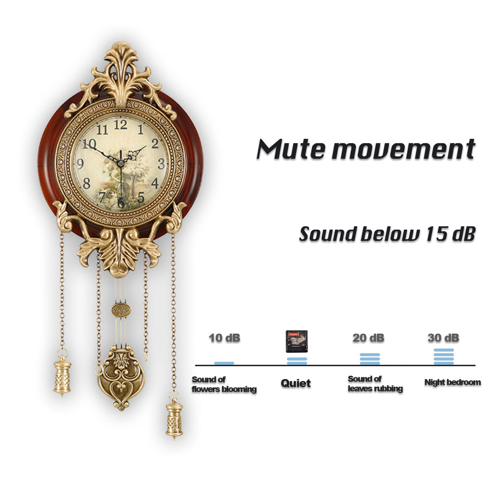 Pendulum Wall Clock, Size 9", Solid Wood, Battery Operated, Retro Vintage Clock - W205AX14