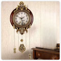 Pendulum Wall Clock, Size 9", Solid Wood, Battery Operated, Retro Vintage Clock - W205A