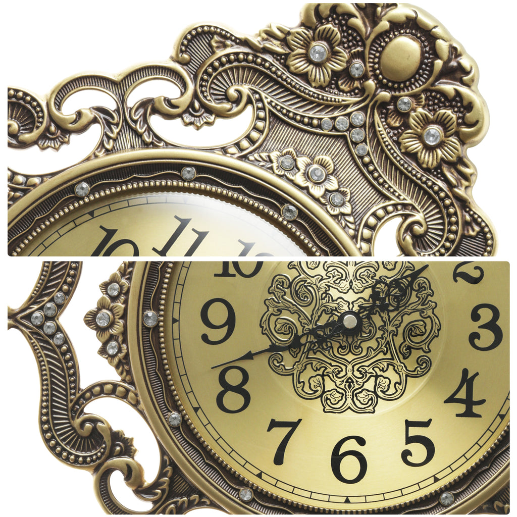 Pendulum Wall Clock, Size 14", Alloy Steel, Battery Operated, Retro Vintage Clock - W635BX23